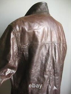 Blouson en cuir vintage 44 avec blazer militaire doux et authentique en détresse HELIUM