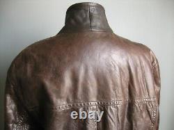Blouson en cuir vintage 44 avec blazer militaire doux et authentique en détresse HELIUM
