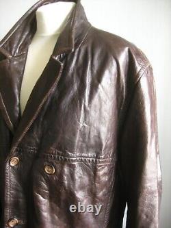 Blouson en cuir vintage 44 avec blazer militaire doux et authentique en détresse HELIUM