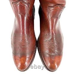 Bottes de cowboy Frye vintage pour hommes taille 9D en cuir marron vieilli fabriquées aux États-Unis - Bottes western