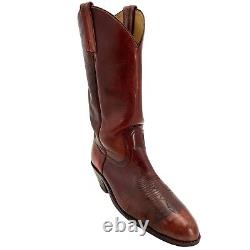 Bottes de cowboy Frye vintage pour hommes taille 9D en cuir marron vieilli fabriquées aux États-Unis - Bottes western