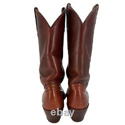 Bottes de cowboy Frye vintage pour hommes taille 9D en cuir marron vieilli fabriquées aux États-Unis - Bottes western