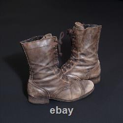 Bottes en cuir ALL SAINTS UK7 US8 EU40 pour hommes Marron Militaire Distressed Side Zip