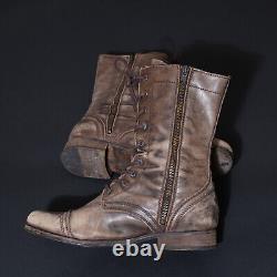 Bottes en cuir ALL SAINTS UK7 US8 EU40 pour hommes Marron Militaire Distressed Side Zip