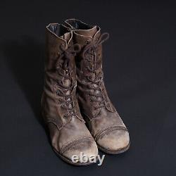 Bottes en cuir ALL SAINTS UK7 US8 EU40 pour hommes Marron Militaire Distressed Side Zip