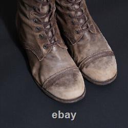 Bottes en cuir ALL SAINTS UK7 US8 EU40 pour hommes Marron Militaire Distressed Side Zip