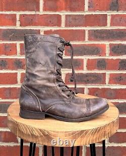 Bottes militaires en cuir vieilli avec fermeture éclair latérale pour hommes de All Saints UK8 US9 EU42 A86