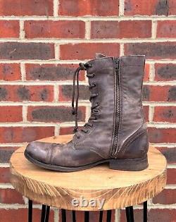 Bottes militaires en cuir vieilli avec fermeture éclair latérale pour hommes de All Saints UK8 US9 EU42 A86