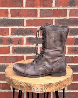 Bottes militaires en cuir vieilli avec fermeture éclair latérale pour hommes de All Saints UK8 US9 EU42 A86