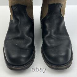 Bottes pour hommes en cuir marron et noir vieilli avec empiècements Bronc, pointure 4 H, largeur large - RM WILLIAMS