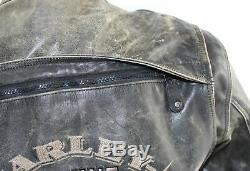 Brown Distressed Veste Vintage En Cuir De L De Harley Davidson Hommes