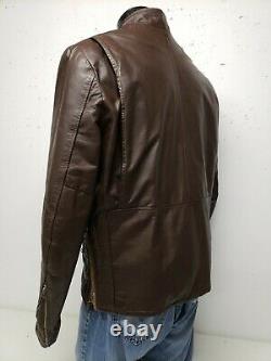 Cafe Racer Leather Distressed Motorcycle Biker Jacket Vintage 60's Men's Large
