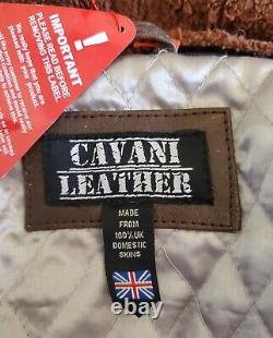 Cavani Leather Avator Bomber Flight Jacket Hommes L Distressed Bnwt Rrp £380