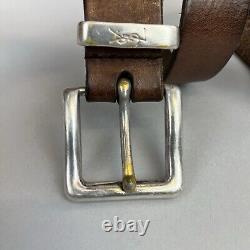 Ceinture vintage en cuir marron vieilli Yves Saint Laurent Ysl taille 40 longueur longue