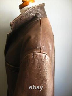 Ciro Citterio Leather Blazer Jacket Coat Grand 44 46 Ouest En Détresse Brun