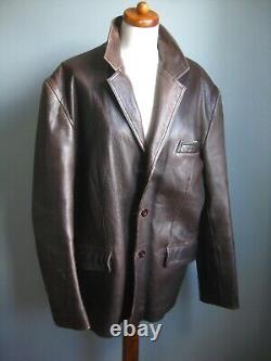 Ciro Citterio Leather Blazer Jacket Coat Grand 44 46 Ouest En Détresse Brun
