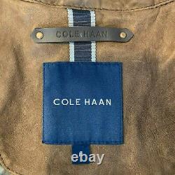 Cole Haan Brown Destruction De Peau D'agneau Veste En Cuir Coat Homme Taille Medium M New