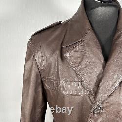 Collection dorée de veste manteau en cuir brun chocolat Raffaelo patiné pour homme