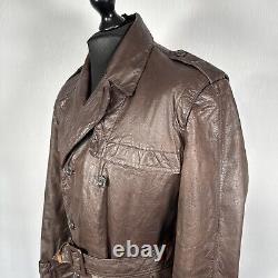 Collection dorée de veste manteau en cuir brun chocolat Raffaelo patiné pour homme