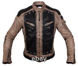 Diesel Leather Jacket Hommes Manteau M Distressed Vintage Brown Moyen Noir Flying