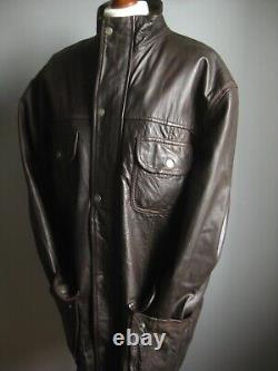Distressed Leather Fiel Coat Jacket XL 46 48 Hidepark Doux Vrai Brun Chaud Hommes