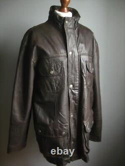 Distressed Leather Fiel Coat Jacket XL 46 48 Hidepark Doux Vrai Brun Chaud Hommes