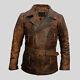 Distressed Vintage Leather Jacket Chopper Motorcycle Classic Homme Biker Retro