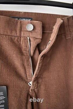 Dolce & Gabbana Jeans en velours côtelé en coton marron slim taille 38 IT 54 Fabriqué en Italie