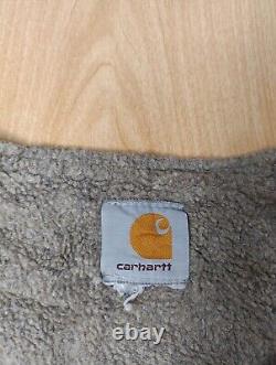 Gilet Carhartt doublé en sherpa pour homme, taille L, brun clair vintage et usé