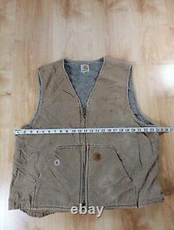 Gilet Carhartt doublé en sherpa pour homme, taille L, brun clair vintage et usé