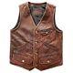 Gilet De Moto En Cuir Véritable Pour Hommes, Vintage, Distressed, Marron