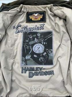 Harley Davidson Billings Brown Blouson En Cuir Mens XL Distressed