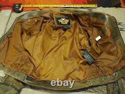 Harley Davidson Billings Brown Leather Jacket Chest 44 Homme Grand Distressed