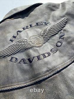 Harley Davidson Billings Veste En Cuir Brun Hommes Grande Détresse