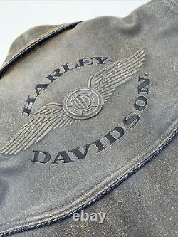 Harley Davidson Billings Veste Marron En Cuir Pour Hommes XL Distressed Mint