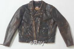 Harley Davidson Brown Distressed Hommes En Cuir Vintage Veste D Équitation Pocket XL
