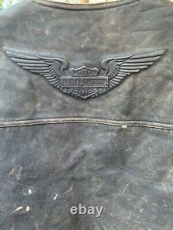 Harley Davidson Détresse En Cuir Panhead Vest Hommes Grand Nice Rare