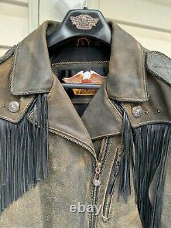 Harley Davidson Distressed Leather Billings Veste Femme Grande Nice