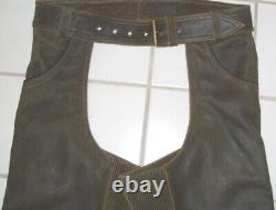 Harley Davidson GRANDS HOMMES Chaps en cuir marron vieilli BILLINGS taille LARGE 98180-95VM