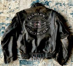 Harley Davidson Men's Sz S Motorcruise Jacket Distressed Leather Dark Brown
