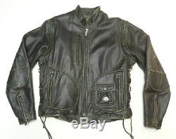 Harley Davidson Panhead De Distressed Brown Jacket Cuir Veste Moyen Med 54