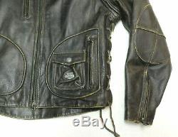 Harley Davidson Panhead De Distressed Brown Jacket Cuir Veste Moyen Med 54