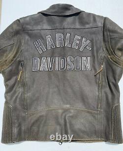 Harley Davidson Road Dust Veste En Cuir Brun Hommes 3xl Factures Décontraction Mint