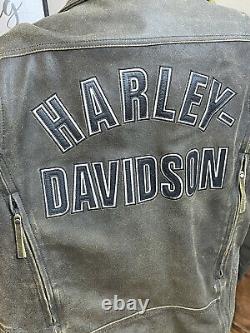 Harley Davidson Road Dust Veste En Cuir Brun Hommes L Tall Destressed Billings