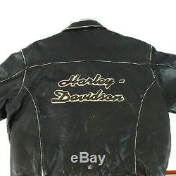 Harley Davidson Taille Homme XXL Distressed Manteau Veste En Cuir Noir Brun 2xl