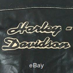 Harley Davidson Taille Homme XXL Distressed Manteau Veste En Cuir Noir Brun 2xl