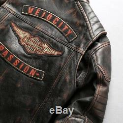Harley Davidson Velocity Veste En Cuir, En Cuir De Vachette Distressed Brown Xs-5xl