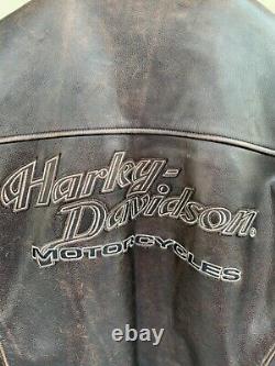 Harley Davidson Veste En Cuir D Pocket Détressed Brown Bomber Men's Large