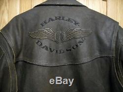 Harley Davidson XL Billings Brown Distressed Veste En Cuir