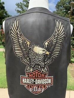 Harley-davidson Mens Légendaire Eagle Gilet En Cuir Grand Distressed